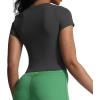 imageAoxjox Womens Short Sleeve TShirts GEO Baby Tee Workout Gym Yoga Crop TopIron Grey
