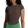 imageAoxjox Womens Short Sleeve TShirts GEO Baby Tee Workout Gym Yoga Crop TopMulch