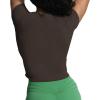 imageAoxjox Womens Short Sleeve TShirts GEO Baby Tee Workout Gym Yoga Crop TopMulch