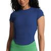 imageAoxjox Womens Short Sleeve TShirts GEO Baby Tee Workout Gym Yoga Crop TopNavy