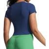 imageAoxjox Womens Short Sleeve TShirts GEO Baby Tee Workout Gym Yoga Crop TopNavy