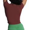 imageAoxjox Womens Short Sleeve TShirts GEO Baby Tee Workout Gym Yoga Crop TopRum Raisin