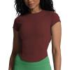 imageAoxjox Womens Short Sleeve TShirts GEO Baby Tee Workout Gym Yoga Crop TopRum Raisin