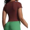 imageAoxjox Womens Short Sleeve TShirts GEO Baby Tee Workout Gym Yoga Crop TopRum Raisin