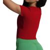 imageAoxjox Womens Short Sleeve TShirts GEO Baby Tee Workout Gym Yoga Crop TopRumba Red