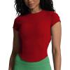 imageAoxjox Womens Short Sleeve TShirts GEO Baby Tee Workout Gym Yoga Crop TopRumba Red