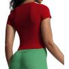 imageAoxjox Womens Short Sleeve TShirts GEO Baby Tee Workout Gym Yoga Crop TopRumba Red