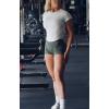 imageAoxjox Womens Short Sleeve TShirts GEO Baby Tee Workout Gym Yoga Crop TopWhite