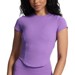 imageAoxjox Womens Short Sleeve TShirts GEO Baby Tee Workout Gym Yoga Crop TopChive Blossom