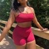 imageAoxjox Trinity Workout Biker Shorts for Women Tummy Control High Waisted Exercise Athletic Gym Running Yoga Short 6quotRumba Red
