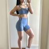 imageAoxjox Trinity Workout Biker Shorts for Women Tummy Control High Waisted Exercise Athletic Gym Running Yoga Short 6quotSteel Blue