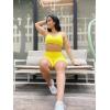 imageAoxjox Trinity Workout Biker Shorts for Women Tummy Control High Waisted Exercise Athletic Gym Running Yoga Short 6quotVibrant Yellowsee Through