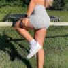 imageAoxjox Trinity Workout Biker Shorts for Women Tummy Control High Waisted Exercise Athletic Gym Running Yoga Short 6quotWhite Dot Print