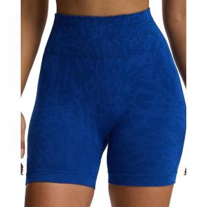 imageAoxjox Seamless Camo Scrunch Workout Biker Shorts for Women Tummy Control High Waisted Athletic Gym Running Yoga Short 5quotBlue