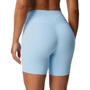 imageAoxjox Trinity Workout Biker Shorts for Women Tummy Control High Waisted Exercise Athletic Gym Running Yoga Short 6quotAiry Blue