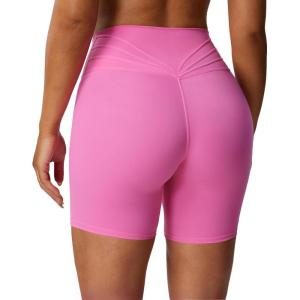 imageAoxjox Trinity Workout Biker Shorts for Women Tummy Control High Waisted Exercise Athletic Gym Running Yoga Short 6quotAzalea Pink