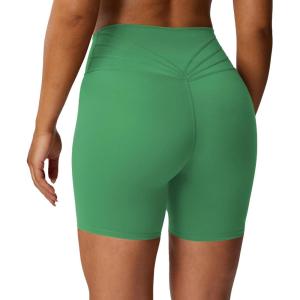 imageAoxjox Trinity Workout Biker Shorts for Women Tummy Control High Waisted Exercise Athletic Gym Running Yoga Short 6quotBottle Green