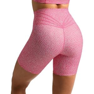imageAoxjox Trinity Workout Biker Shorts for Women Tummy Control High Waisted Exercise Athletic Gym Running Yoga Short 6quotCarmine Dot Print