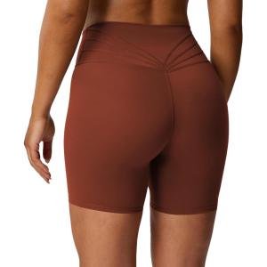 imageAoxjox Trinity Workout Biker Shorts for Women Tummy Control High Waisted Exercise Athletic Gym Running Yoga Short 6quotCherry Mahogany