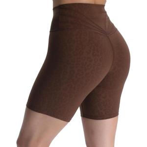 imageAoxjox Trinity Workout Biker Shorts for Women Tummy Control High Waisted Exercise Athletic Gym Running Yoga Short 6quotDark Brown Leopard Print