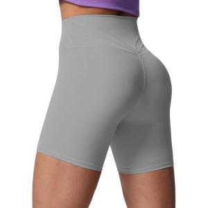 imageAoxjox Trinity Workout Biker Shorts for Women Tummy Control High Waisted Exercise Athletic Gym Running Yoga Short 6quotGrey
