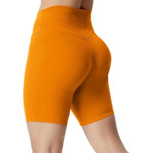 imageAoxjox Trinity Workout Biker Shorts for Women Tummy Control High Waisted Exercise Athletic Gym Running Yoga Short 6quotHoney Ginger