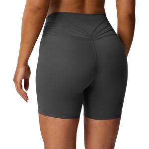 imageAoxjox Trinity Workout Biker Shorts for Women Tummy Control High Waisted Exercise Athletic Gym Running Yoga Short 6quotIron Grey
