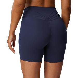 imageAoxjox Trinity Workout Biker Shorts for Women Tummy Control High Waisted Exercise Athletic Gym Running Yoga Short 6quotNavy
