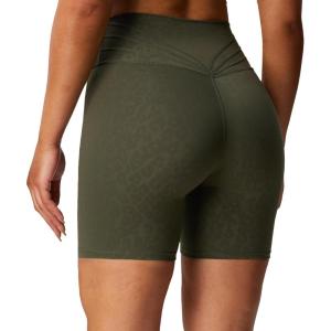 imageAoxjox Trinity Workout Biker Shorts for Women Tummy Control High Waisted Exercise Athletic Gym Running Yoga Short 6quotOlive Green Leopard Print