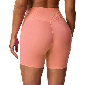 imageAoxjox Trinity Workout Biker Shorts for Women Tummy Control High Waisted Exercise Athletic Gym Running Yoga Short 6quotPapayasee Through