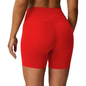 imageAoxjox Trinity Workout Biker Shorts for Women Tummy Control High Waisted Exercise Athletic Gym Running Yoga Short 6quotRacing Red