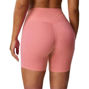 imageAoxjox Trinity Workout Biker Shorts for Women Tummy Control High Waisted Exercise Athletic Gym Running Yoga Short 6quotSalmon Rosesee Through