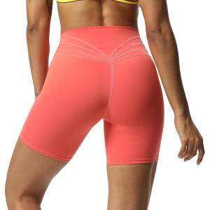 imageAoxjox Trinity Workout Biker Shorts for Women Tummy Control High Waisted Exercise Athletic Gym Running Yoga Short 6quotSpiced Coral