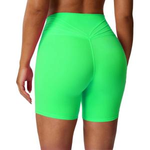 imageAoxjox Trinity Workout Biker Shorts for Women Tummy Control High Waisted Exercise Athletic Gym Running Yoga Short 6quotSpring Bouquet Green