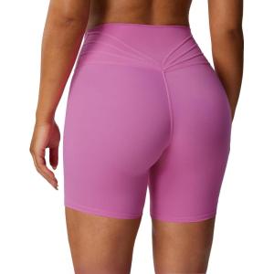 imageAoxjox Trinity Workout Biker Shorts for Women Tummy Control High Waisted Exercise Athletic Gym Running Yoga Short 6quotSpring Crocus