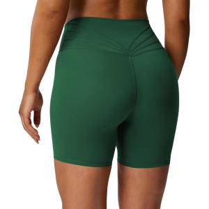 imageAoxjox Trinity Workout Biker Shorts for Women Tummy Control High Waisted Exercise Athletic Gym Running Yoga Short 6quotStorm Green