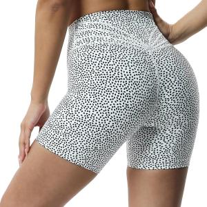 imageAoxjox Trinity Workout Biker Shorts for Women Tummy Control High Waisted Exercise Athletic Gym Running Yoga Short 6quotWhite Dot Print