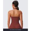 imageAoxjox Womens Sleeveless Neck Tank Tops Workout Gym Yoga Curve Longline Hailey Halter Crop TopBurgundy