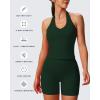 imageAoxjox Womens Sleeveless Neck Tank Tops Workout Gym Yoga Curve Longline Hailey Halter Crop TopForest Green