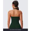 imageAoxjox Womens Sleeveless Neck Tank Tops Workout Gym Yoga Curve Longline Hailey Halter Crop TopForest Green