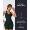 imageAoxjox Womens Sleeveless Neck Tank Tops Workout Gym Yoga Curve Longline Hailey Halter Crop TopForest Green
