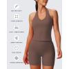 imageAoxjox Womens Sleeveless Neck Tank Tops Workout Gym Yoga Curve Longline Hailey Halter Crop TopFudge Coffee