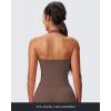 imageAoxjox Womens Sleeveless Neck Tank Tops Workout Gym Yoga Curve Longline Hailey Halter Crop TopFudge Coffee