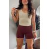 imageAoxjox Womens Sleeveless Neck Tank Tops Workout Gym Yoga Curve Longline Hailey Halter Crop TopMink