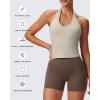 imageAoxjox Womens Sleeveless Neck Tank Tops Workout Gym Yoga Curve Longline Hailey Halter Crop TopMink