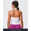 imageAoxjox Womens Sleeveless Neck Tank Tops Workout Gym Yoga Curve Longline Hailey Halter Crop TopWhite