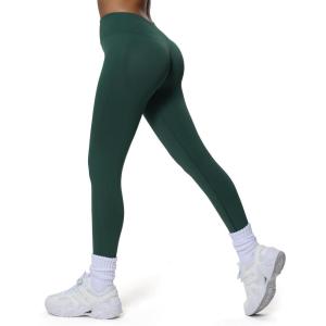 imageAoxjox Workout Seamles Leggings for Women High Waisted Hidden Scrunch Tummy Control Gym Yoga Pants 23quotEden Green