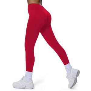 imageAoxjox Workout Seamles Leggings for Women High Waisted Hidden Scrunch Tummy Control Gym Yoga Pants 23quotLipstick Red