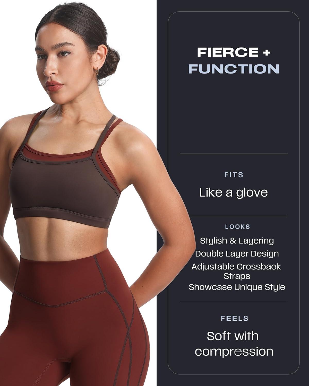 imageAoxjox Womens Workout Sports Bras Double Layer Training Fitness Running Yoga Crop Tank TopMulchRum Raisin