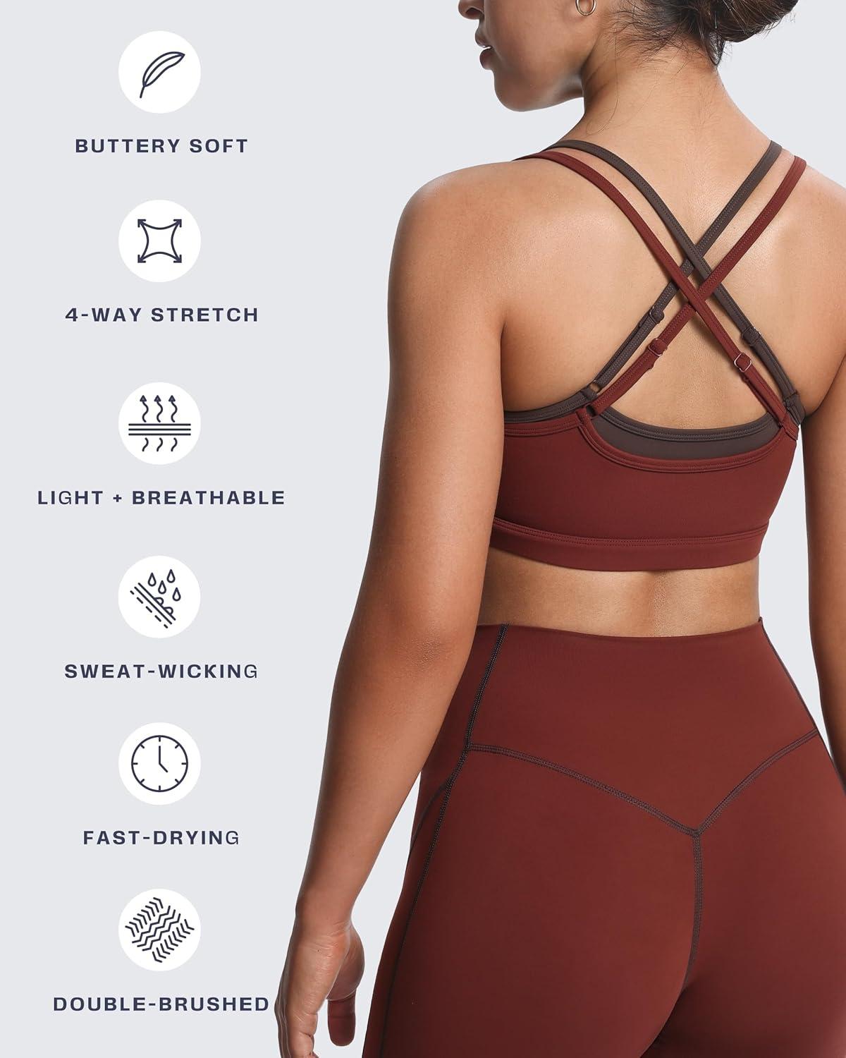 imageAoxjox Womens Workout Sports Bras Double Layer Training Fitness Running Yoga Crop Tank TopRum RaisinMulch